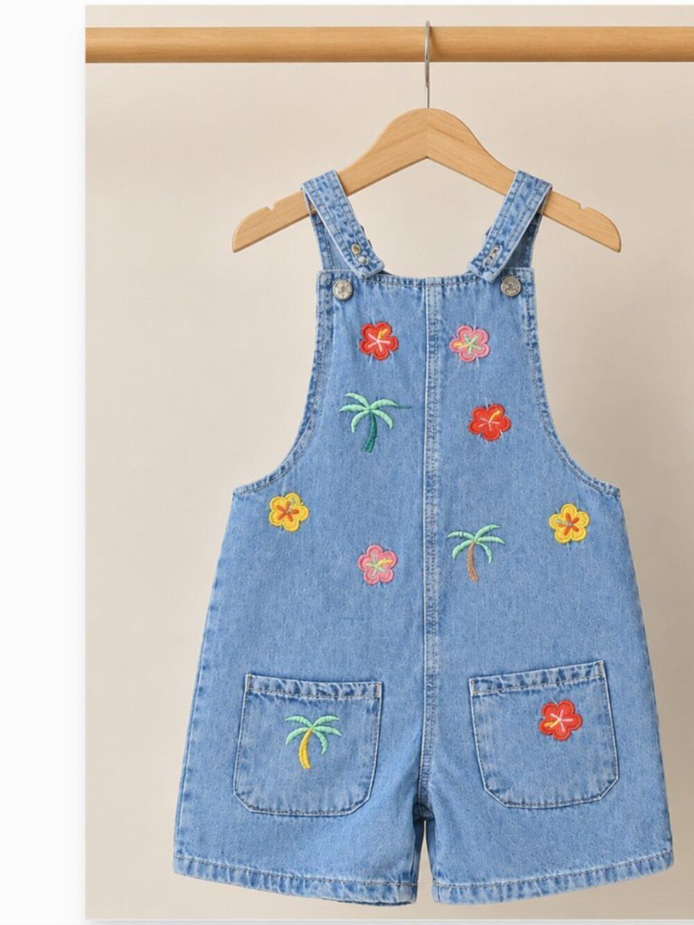 Denim Co. Embroidered Denim Short Dungarees|Girls 7–8 YRS (128cm)